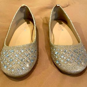 Tip Top Kids rose gold jeweled toe ballet flat.